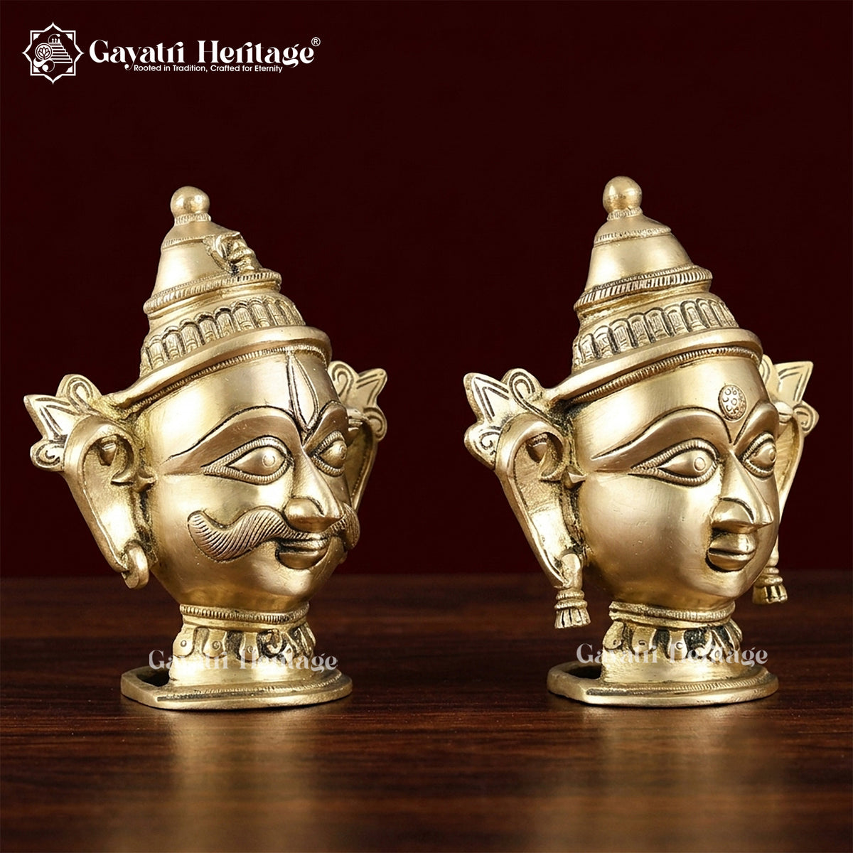 Brass Shiva Parvati Head – South Indian Temple Design | Gayatri Heritage