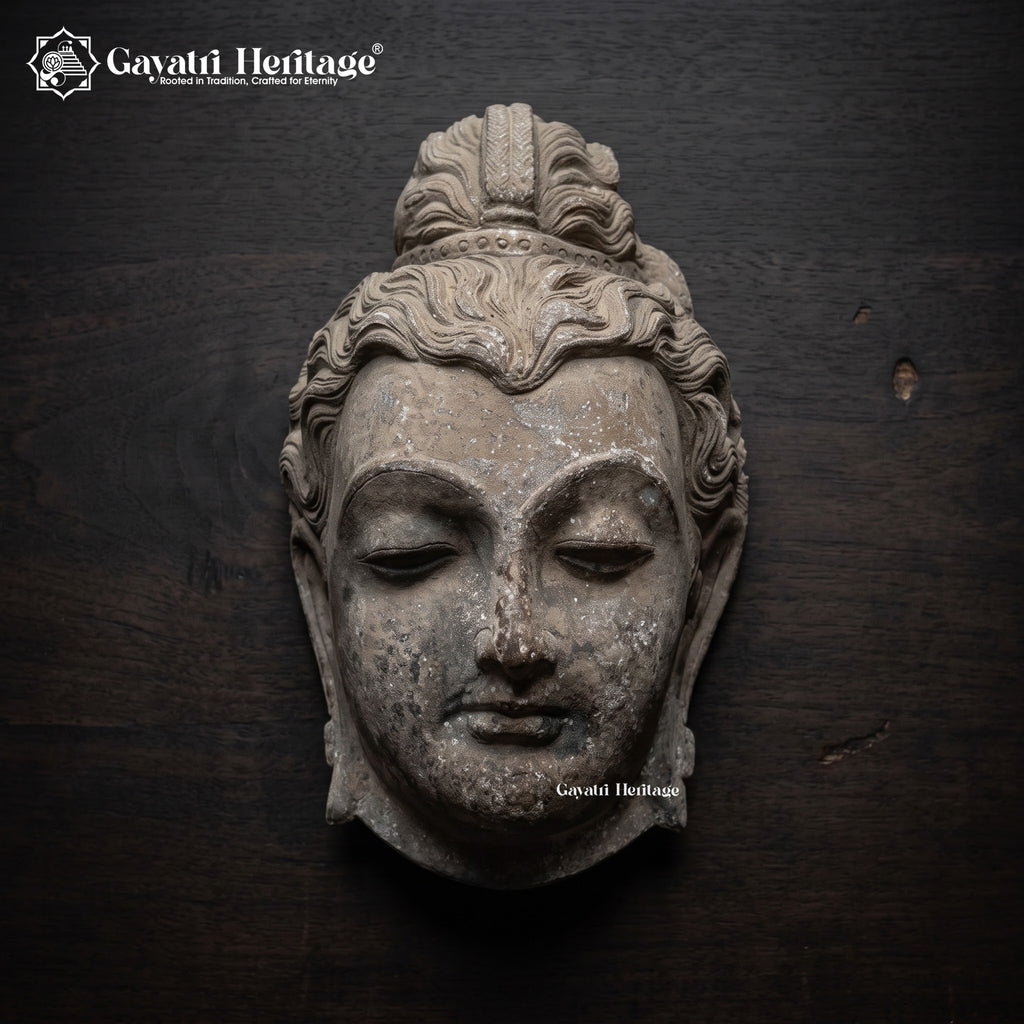 Antique Brass Shiva Wall Hanging | Serene Meditative Face Sculpture | Rare Old Metal Art Collectible Wall Decor