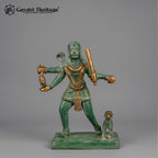 Brass Bhairaveshwara Swamy Statue with Dog | Antique Green & Gold Finish | Kaal Bhairav Idol
