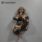 Brass Laddu Gopal Wall Art | Antique Black Finish with Gold Detailing