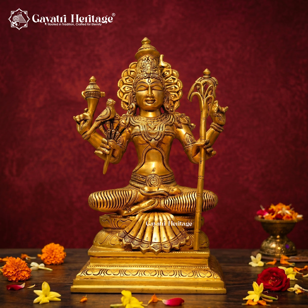 Brass Kamakshi Amma Idol 12 Inch – South Indian Devi Statue for Home Temple | Gayatri Heritage