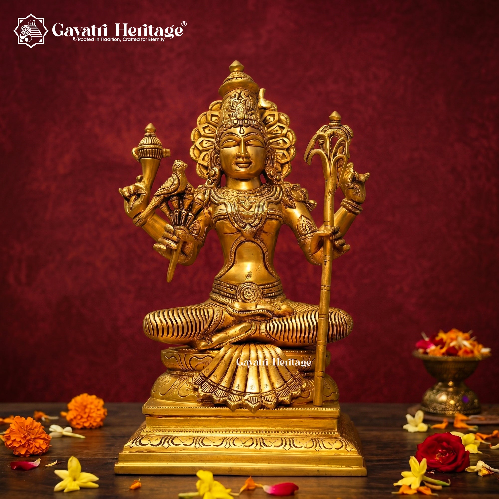 Brass Kamakshi Amma Idol 12 Inch – South Indian Devi Statue for Home Temple | Gayatri Heritage