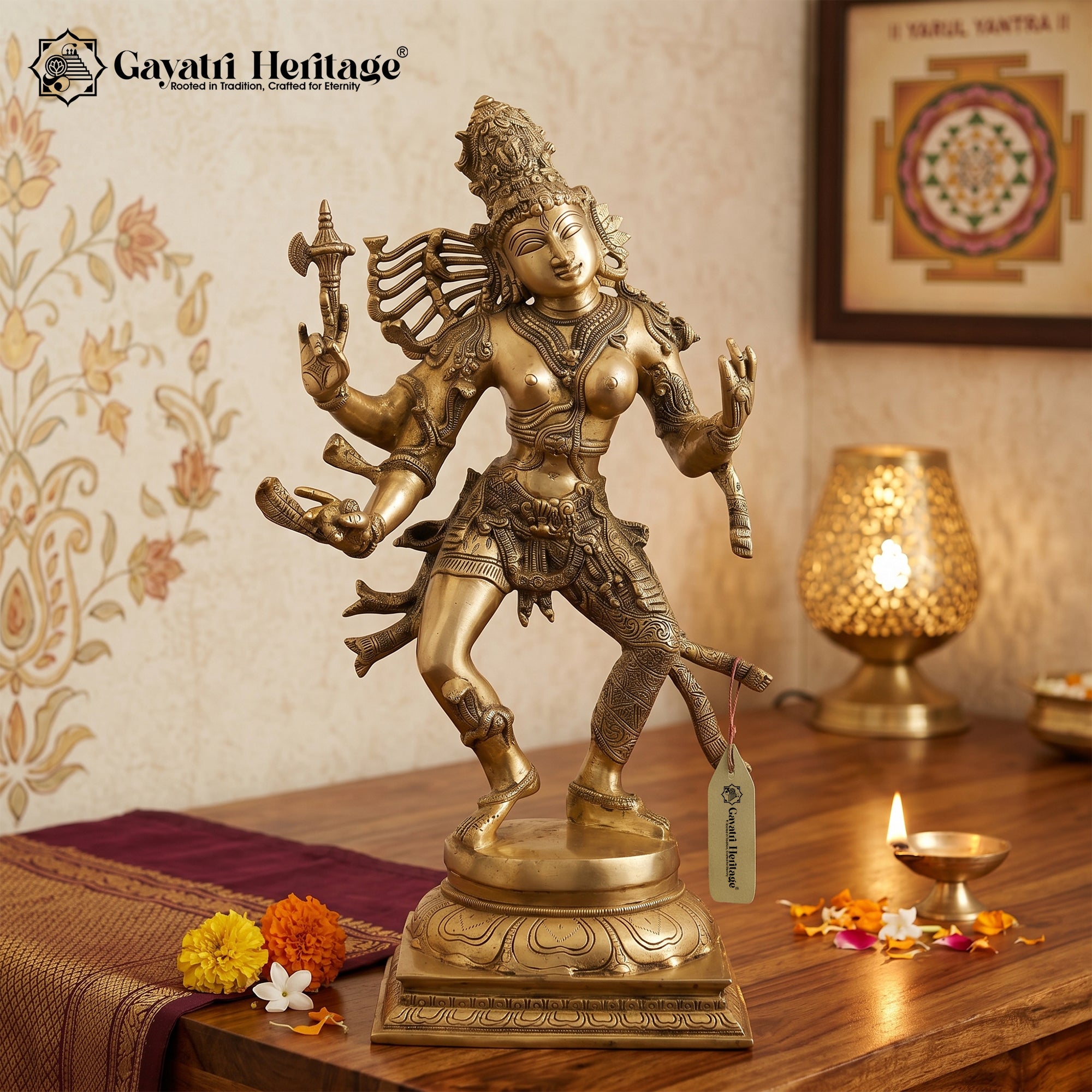 Brass Dancing Ardhanarishvara Statue – Shiva Shakti Hindu Deity Idol | Gayatri Heritage