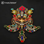 Brass Kirtimukha Wall Hanging with Pearl Bead Stone Inlay – Nazar Battu & Main Door Decor