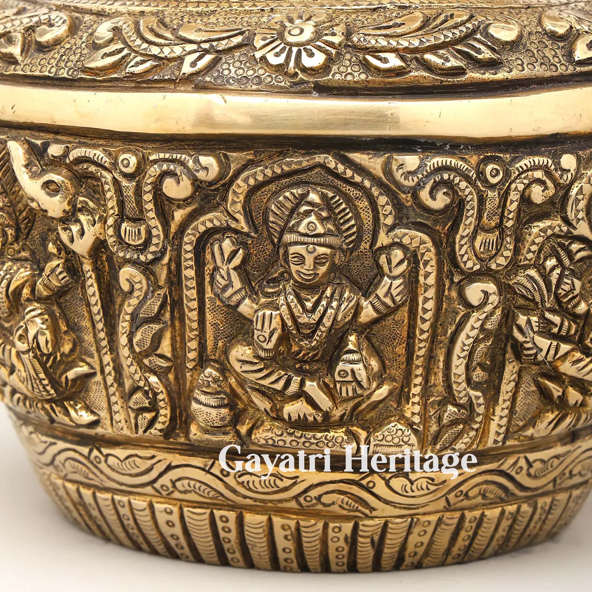 Brass Astalakshmi Kalash – Divine Prosperity Kalasha Decor | Gayatri Heritage