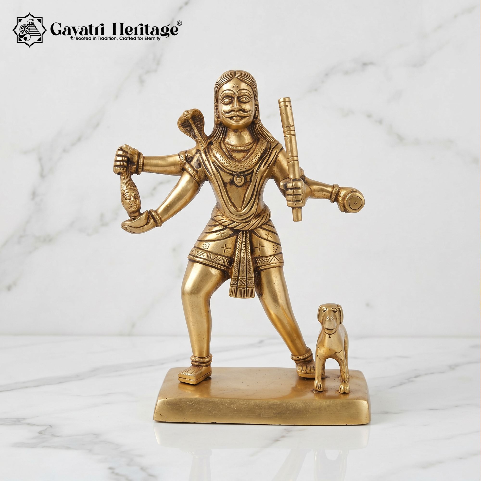 Brass Kaal Bhairav Idol – Sacred Protector Decor | Gayatri Heritage