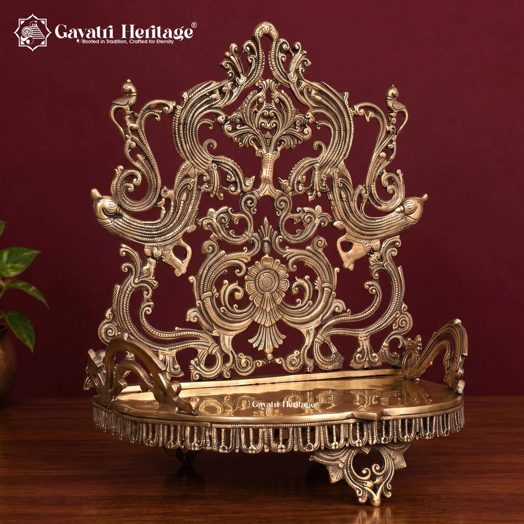 Brass Handcarved Singhasan, Ornate Hindu Deity Throne, Traditional Indian Temple Decor, Brass Idol Seat, Pooja Mandir Accessory