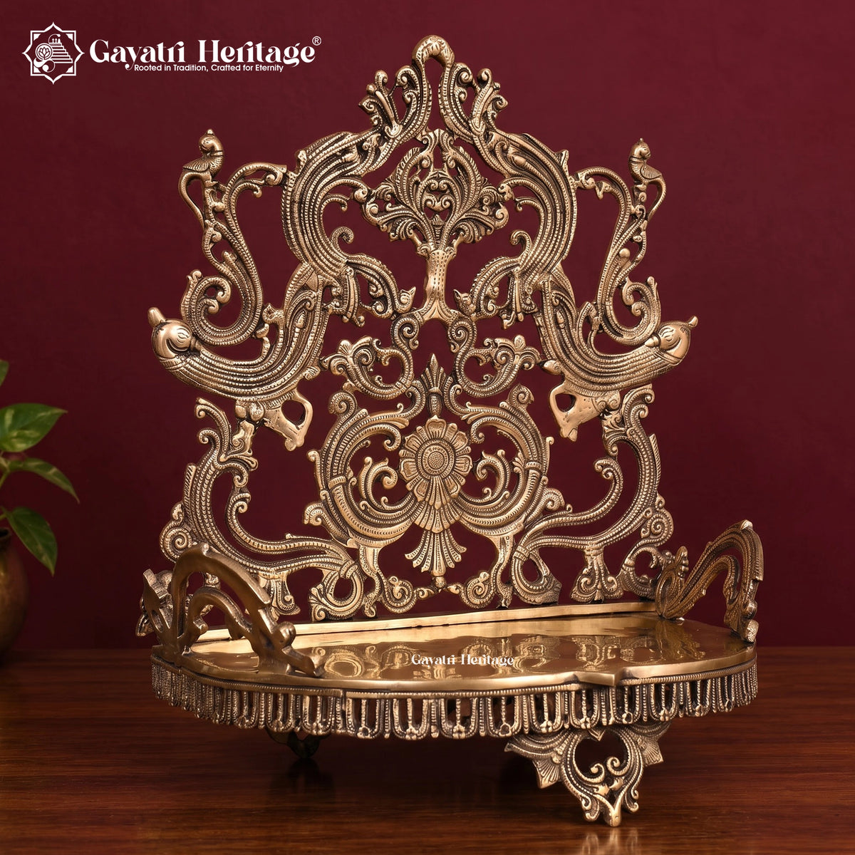 Brass Handcarved Singhasan, Ornate Hindu Deity Throne, Traditional Indian Temple Decor, Brass Idol Seat, Pooja Mandir Accessory