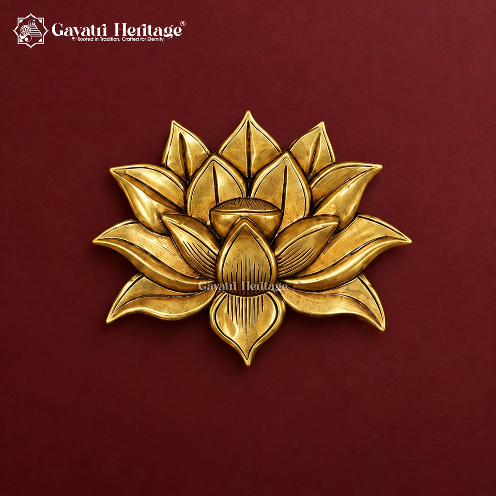 Brass Ashtalakshmi Wall Hanging Set | 9 Piece Lotus Panel | Eight Forms of Goddess Lakshmi Wall Decor