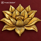 Brass Lotus Wall Hanging | Antique Gold Finish Flower Art | Handmade Wall Decor for Home