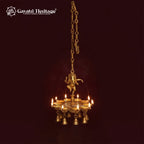 Brass Ganesh Diya with Chain, 12 inch, handcrafted by Gayatri Heritage