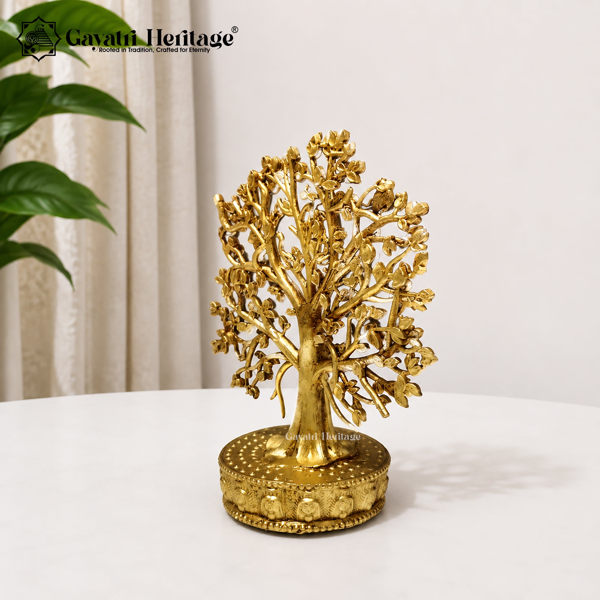 Brass Small Tree Statue | Decorative Metal Tree Figurine | Luxury Home Décor & Tabletop Accent