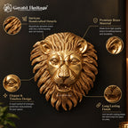 Brass Lion Face Wall Art | Roaring Lion Head Sculpture | Luxury Home Entryway Decor