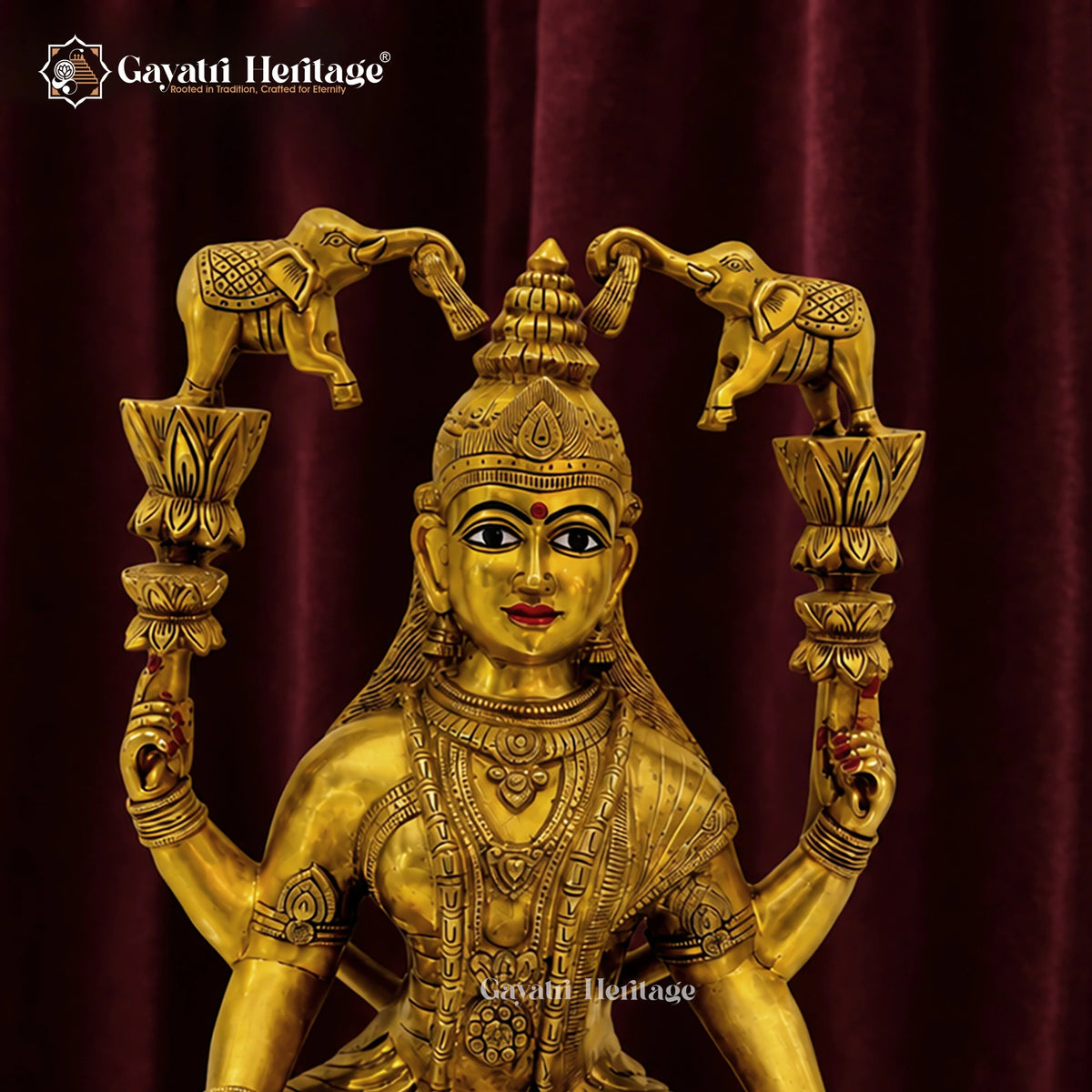 Brass Gaja Lakshmi Statue – view 4 of 4