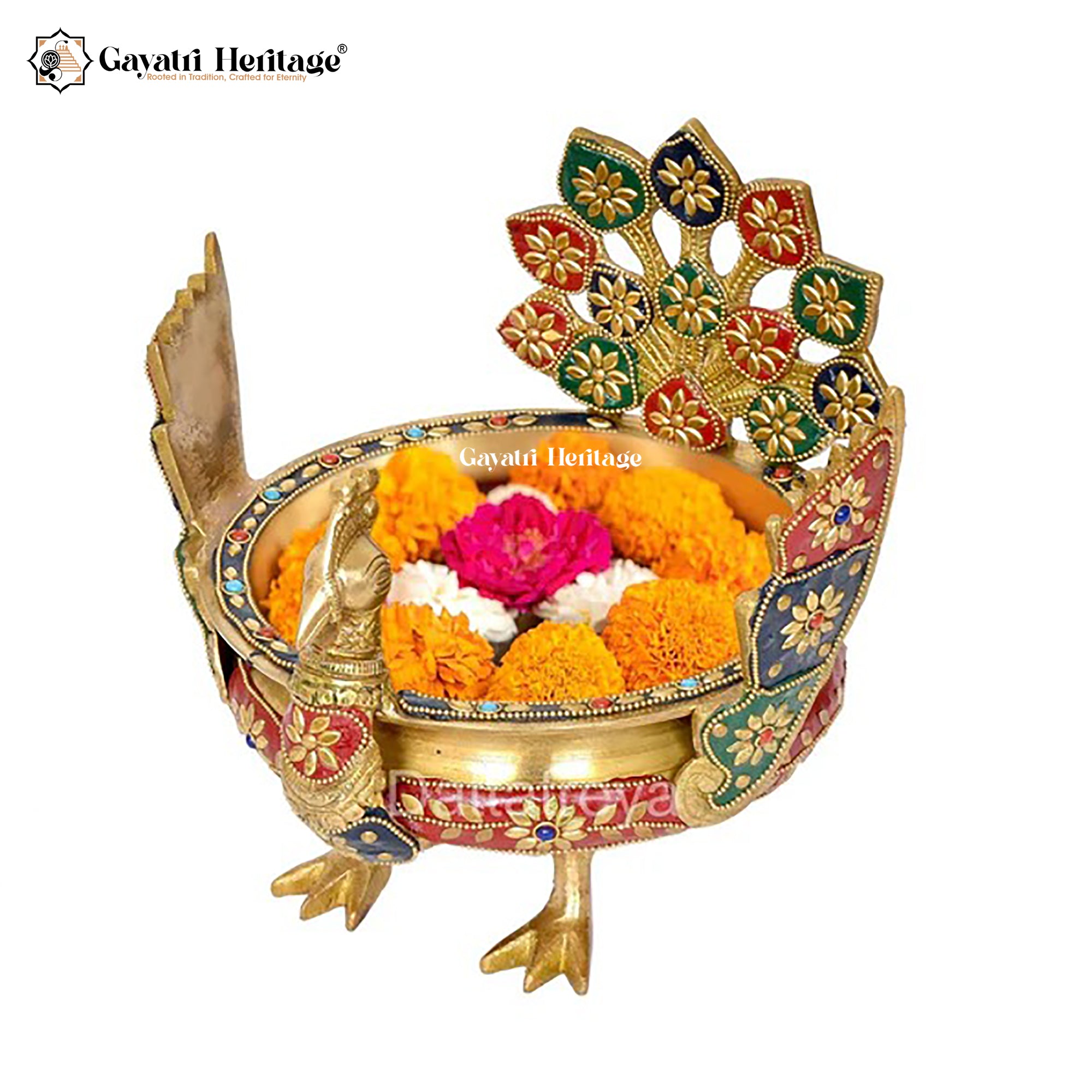 Brass Peacock Urli – Traditional Decor Bowl | Gayatri Heritage