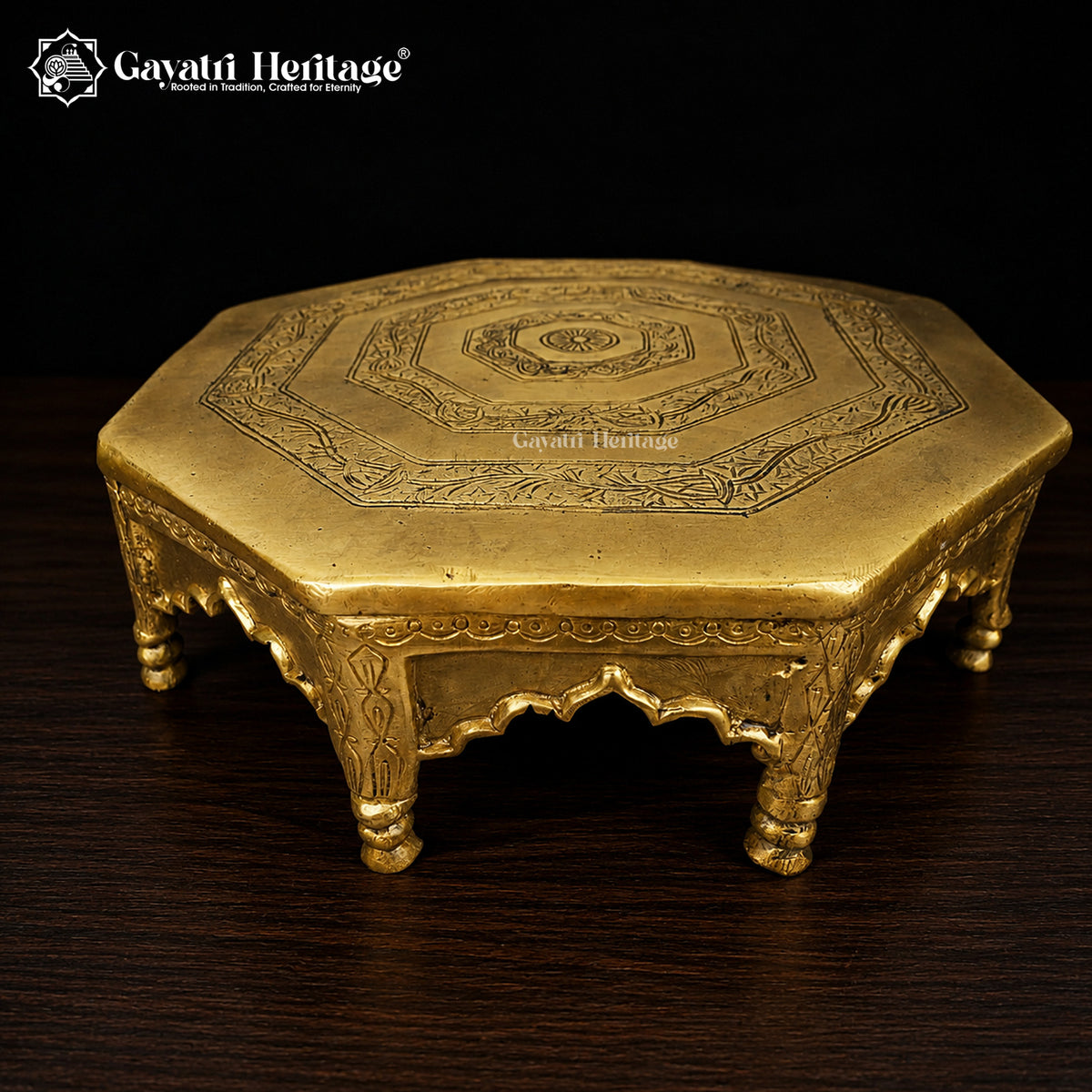 Brass Chowki – Elegant Religious Decor for Sacred Spaces | Gayatri Heritage