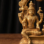 Brass Shiva Parvati Idol | Seated Divine Couple Statue for Mandir Decor (10 Inch)
