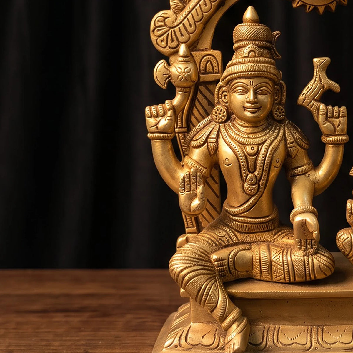 Brass Shiva Parvati Idol | Seated Divine Couple Statue for Mandir Decor (10 Inch)