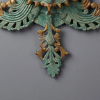 Handcrafted Brass Kirtimukha Wall Hanging | Verdigris Green Face of Glory Mask for Temple Door Decor