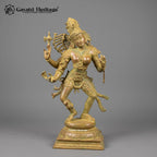 Brass Ardhanarishvara Statue, Dancing Shiva Parvati Sculpture, Antique Patina Hindu Deity Idol, Handcrafted Collector Decor