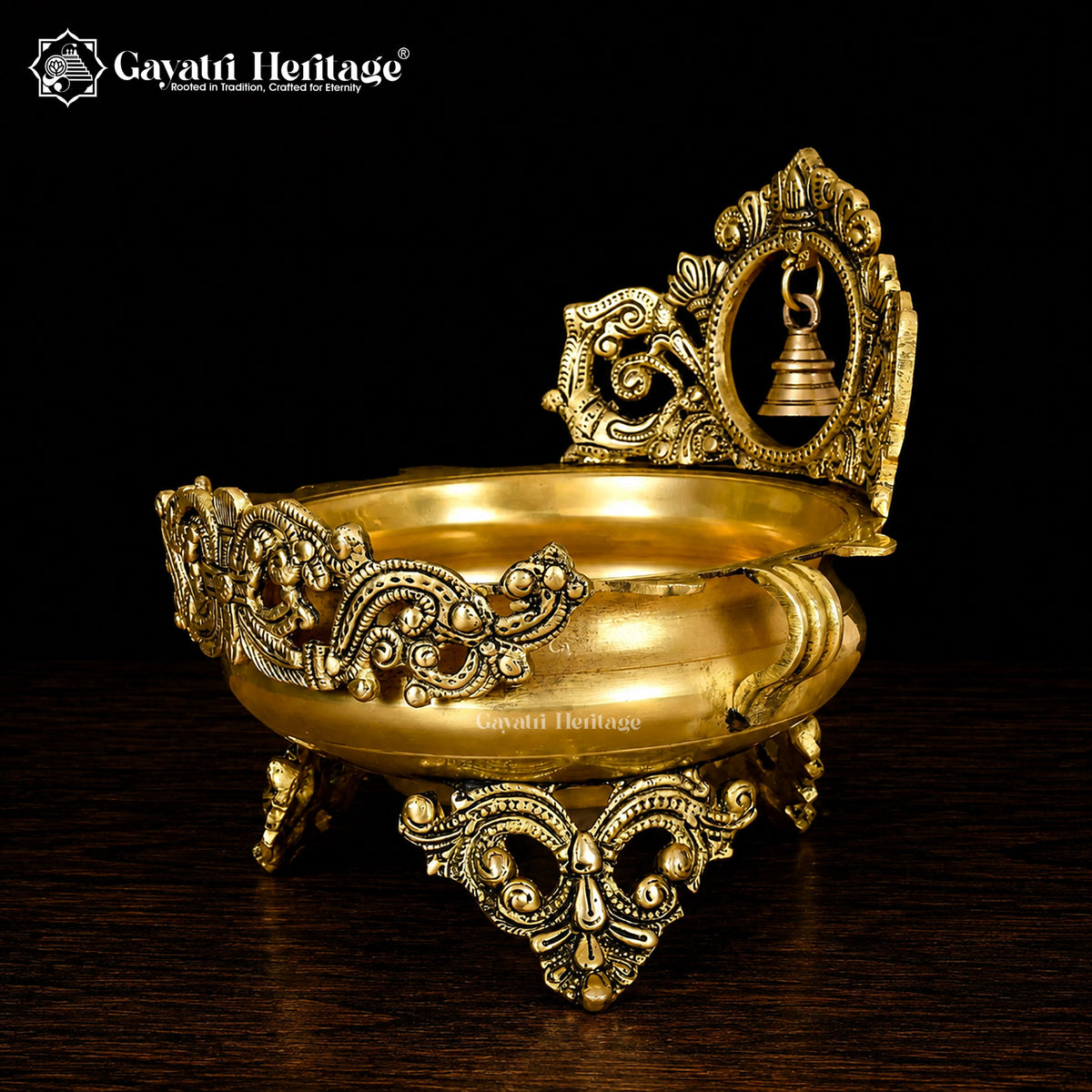 Brass Bell Design Urli – Elegant Décor for Spiritual Spaces | Gayatri Heritage