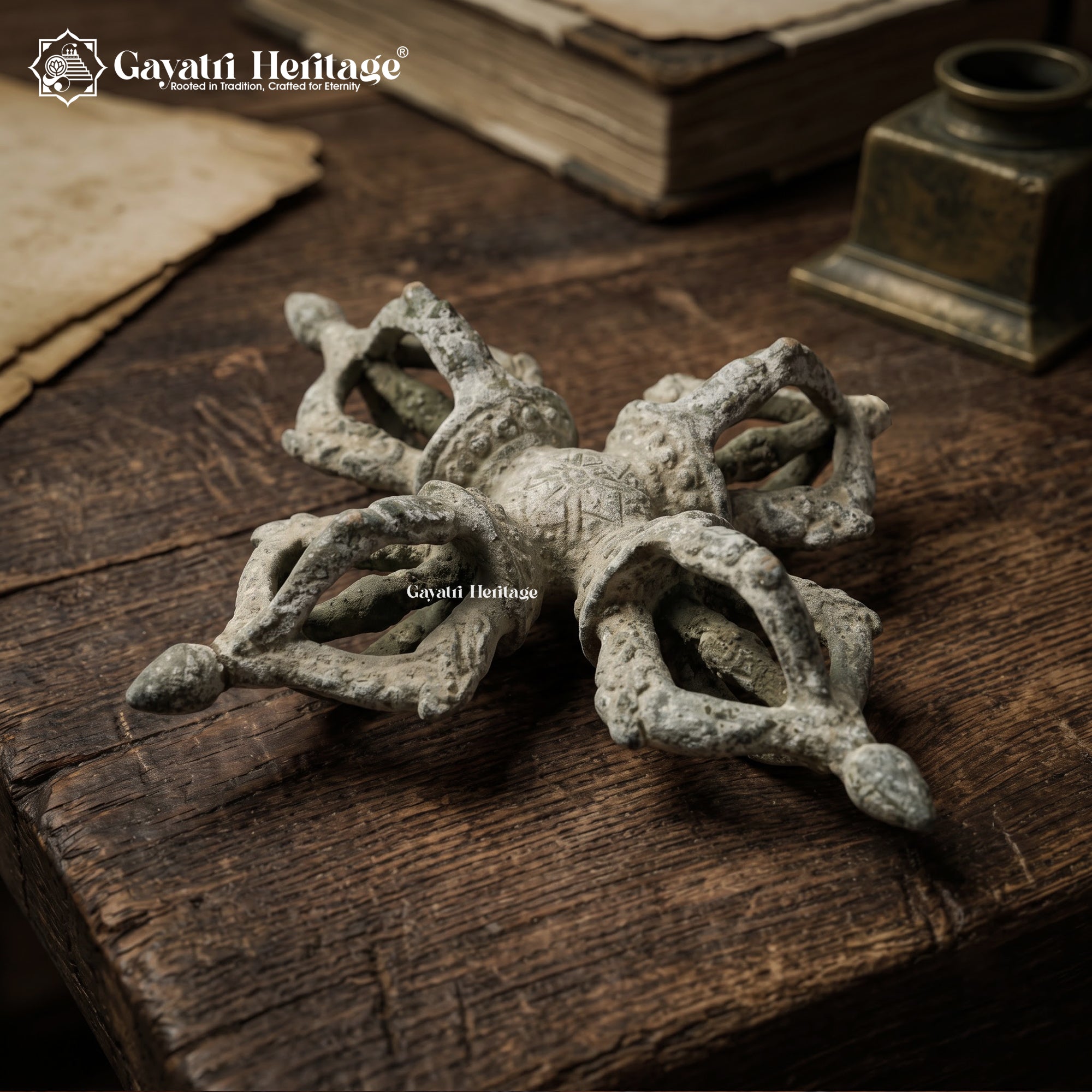 Antique Tibetan Double Vajra (Vishwavajra) | 100+ Year Old Bronze Ritual Object | Rare Altar Piece | Himalayan Collectible