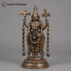 Brass Tirupati Balaji Statue | Black Antique Finish | Standing Venkateswara Idol (16 Inch)