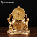 Brass Ganesha Idol on Lotus Base, Traditional Indian Temple Murti, Handcrafted Ganpati Statue for Home Mandir