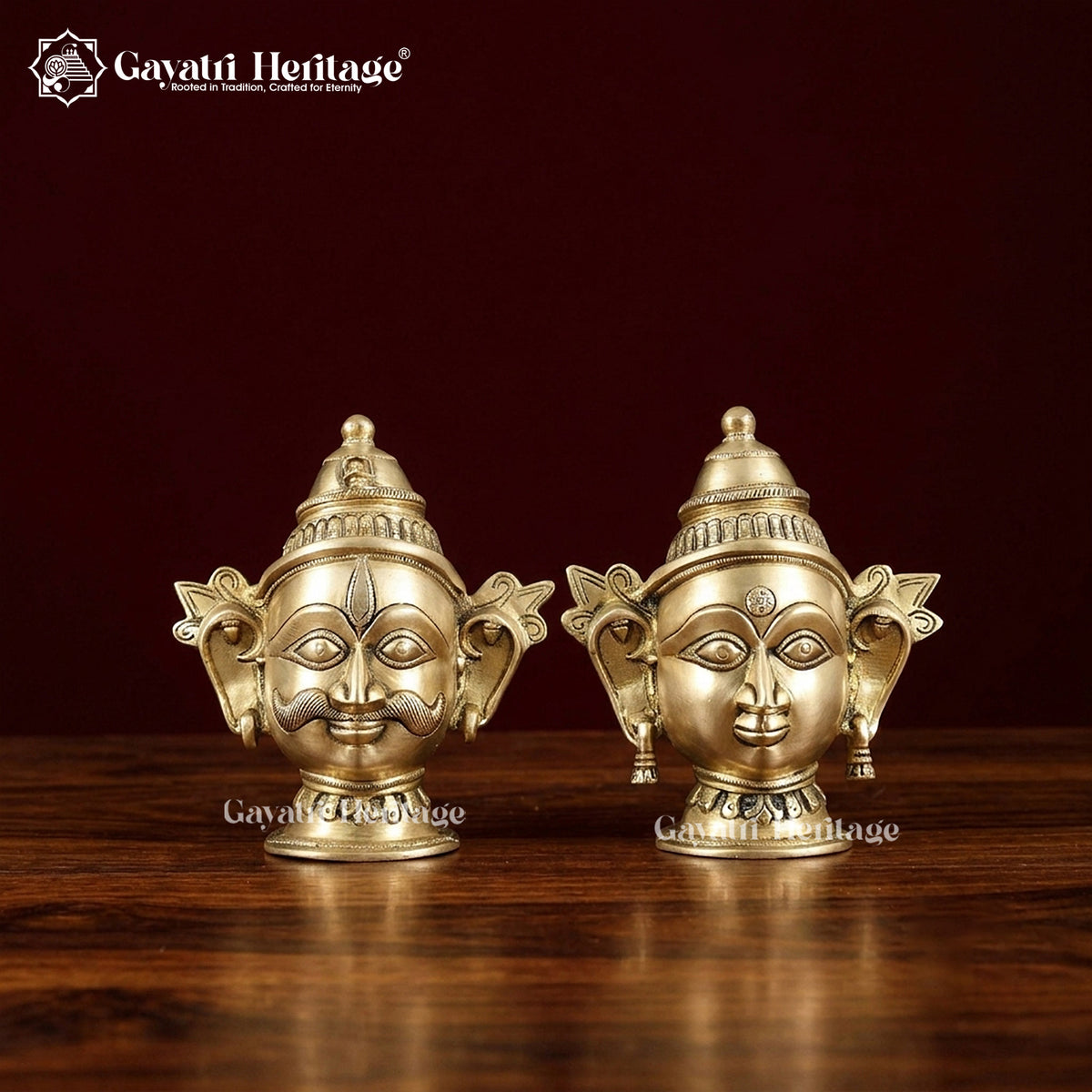 Brass Shiva Parvati Head – South Indian Temple Design | Gayatri Heritage
