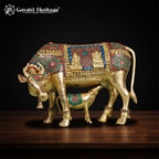 Brass Cow and Calf with Stone Work – Motherhood & Prosperity | Gayatri Heritage