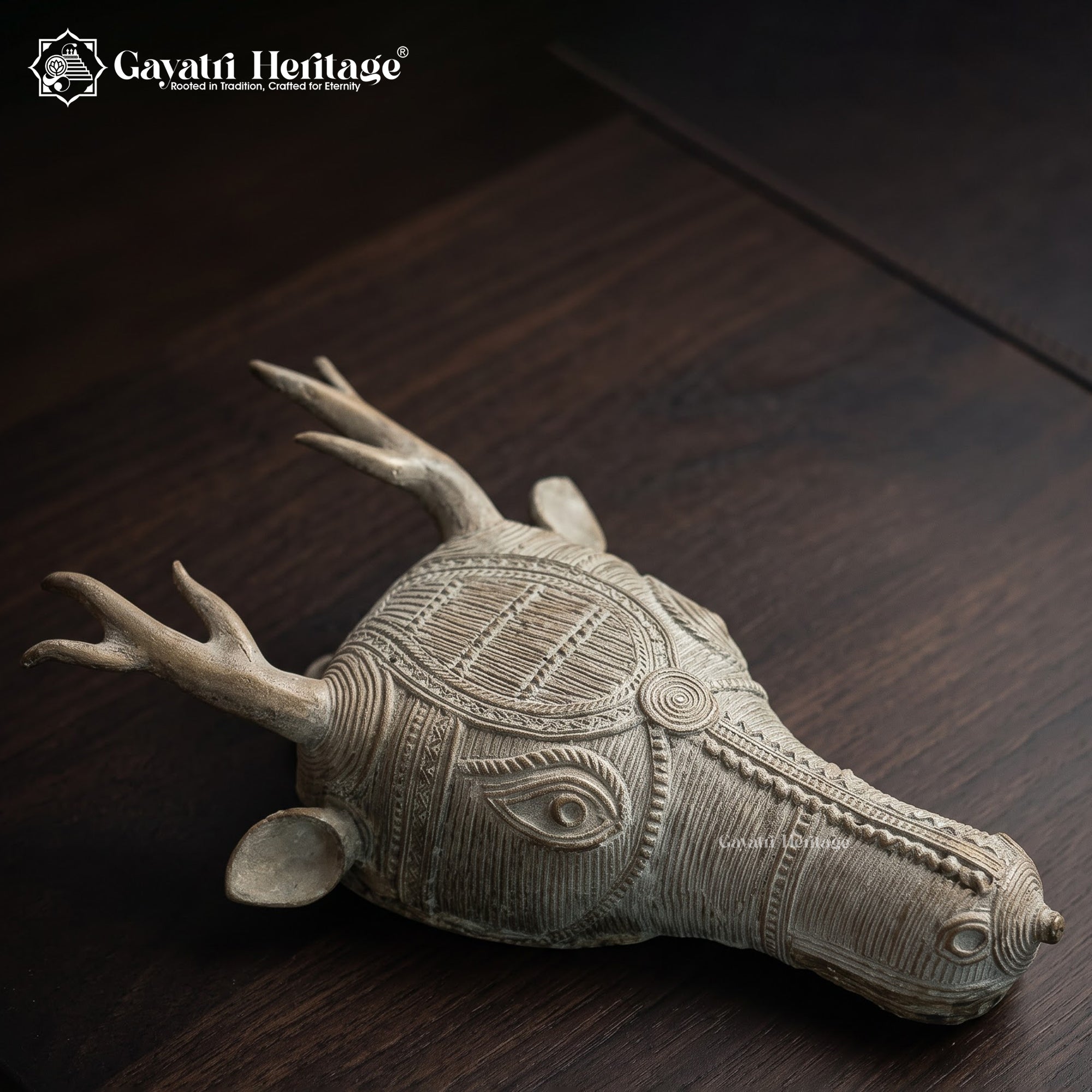 Rare Antique Hand-Carved Deer Head Wall Hanging | 100+ Year Old Stag Antler Folk Art | Rustic Tribal Wall Decor Collectible