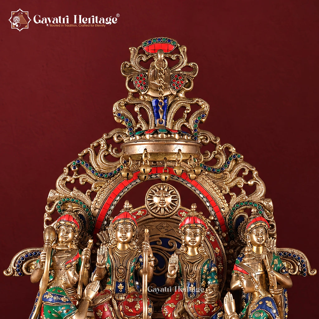 Brass Ram Panchayat Statue with Stone Work | Ram Sita Lakshman Hanuman Idol
