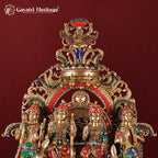 Brass Ram Panchayat Statue with Stone Work | Ram Sita Lakshman Hanuman Idol