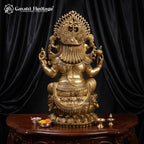 Brass Ganesha Statue | Intricately Carved Lord Ganesh Idol for Home & Temple
