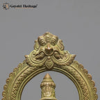 Handcrafted Brass Murugan Idol | Green Patina Finish with Kirtimukha Arch | South Indian Temple Decor