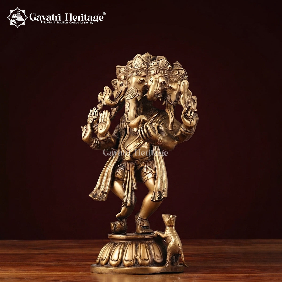 Brass Panchmukhi Ganesha – Antique Finish Charm | Gayatri Heritage