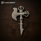 Rare Old Tibetan Ritual Axe (Kartika) Vajra Handle | Antique Brass Altar Piece  Himalayan Collectible Art