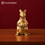 Brass Mushak Set of 3 | Ganesha Rat Vahana Figurines with Laddoo & Conch Diya | Handcrafted Pooja & Home Decor