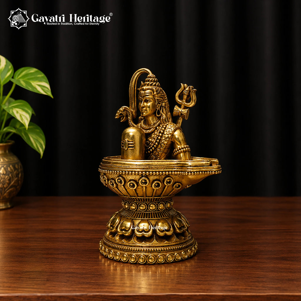 Brass Shiva Lingam Statue with Lord Shiva Idol – view 2 of 4