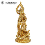 Brass Lord Krishna Playing Flute with Peacock Statue – Divine Murti | Gayatri Heritage