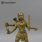 Brass Kaal Bhairav Statue with Dog | Antique Green Patina Finish | Handcrafted Lord Shiva Idol