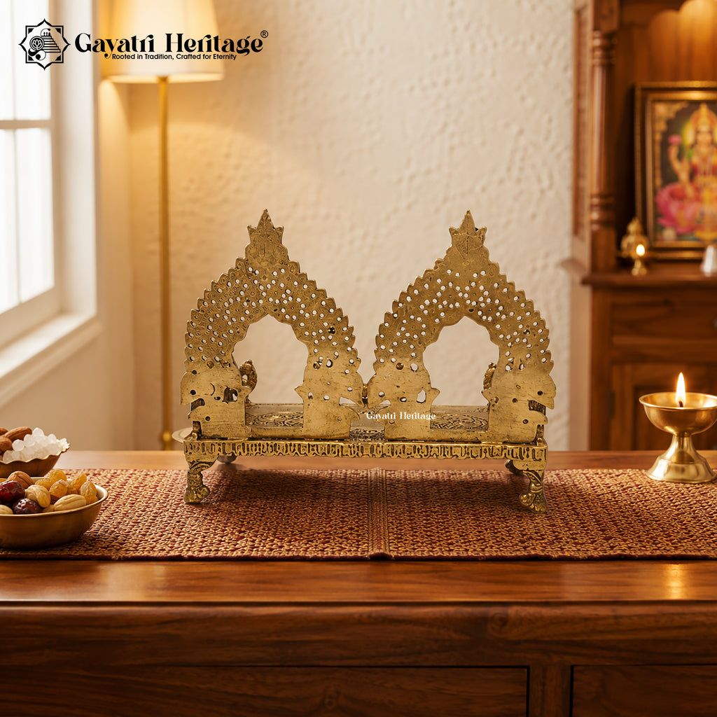 Brass Pooja Singhasan – Handcrafted Deity Throne for Home Temple | Gayatri Heritage