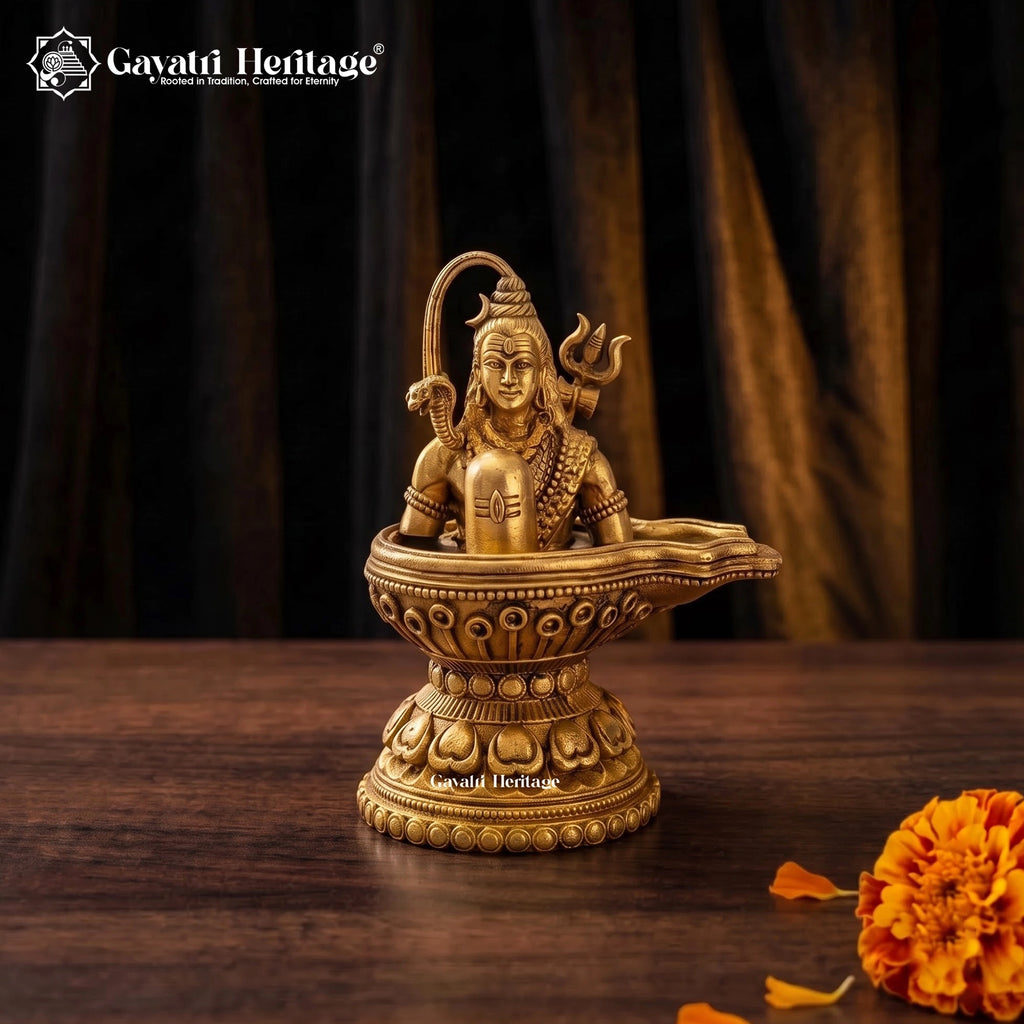 Brass Shivling with Nandi Statue – view 2 of 3