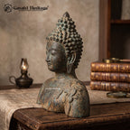 Antique Brass Buddha Bust Statue – Verdigris Patina Finish Gayatri Heritage