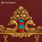 Brass Ganesha Jhula with Stone Inlay & Temple Bells, Handcrafted Ganesh Swing Idol, Diwali Pooja & Home Decor