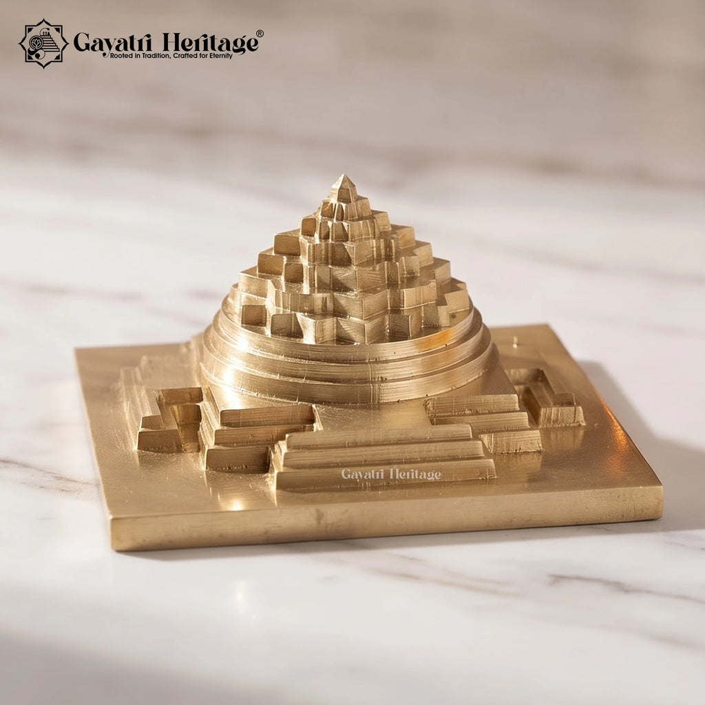 Brass 3D Model Shree Yantra | Sacred Shri Yantra Vastu & Pooja Home Decor | Spiritual Gift