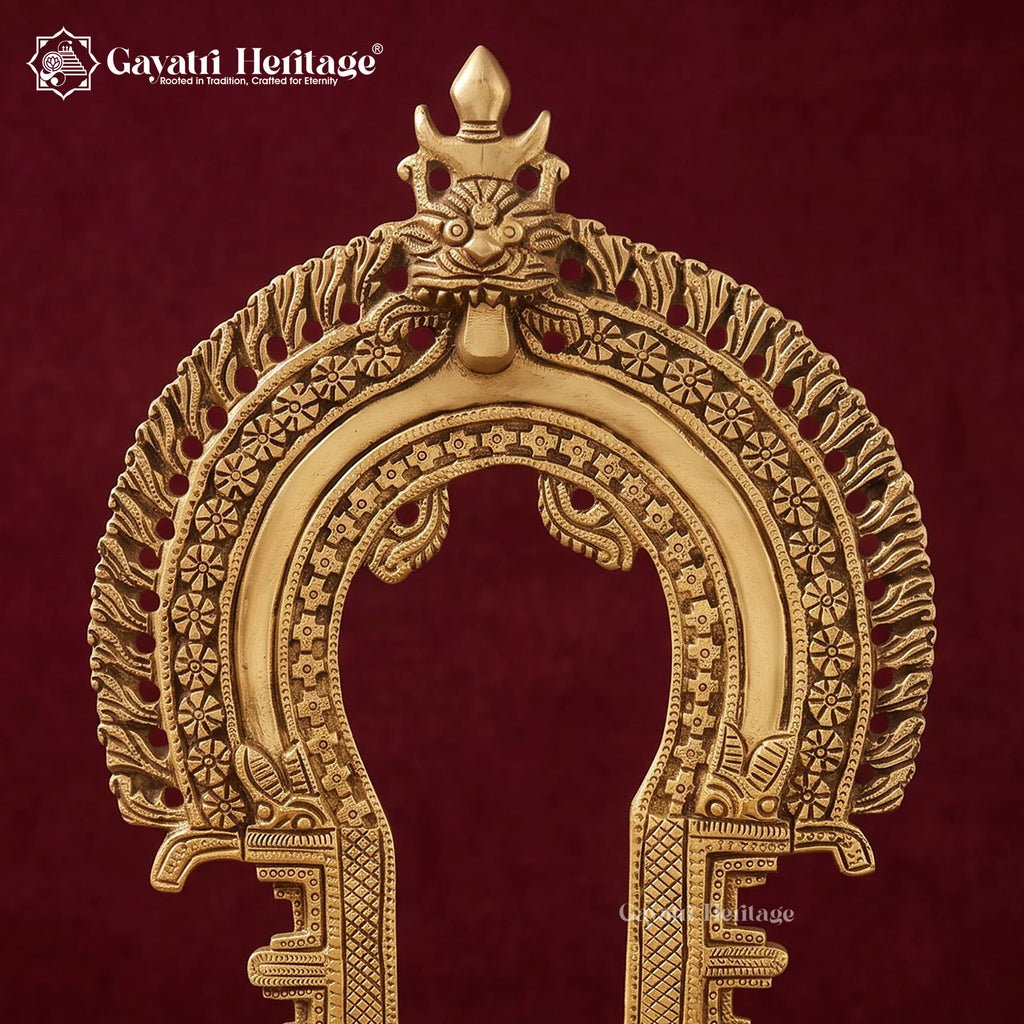 Brass Deity Throne with Kirtimukha Prabhavali | Temple Altar Seat (14 Inch)