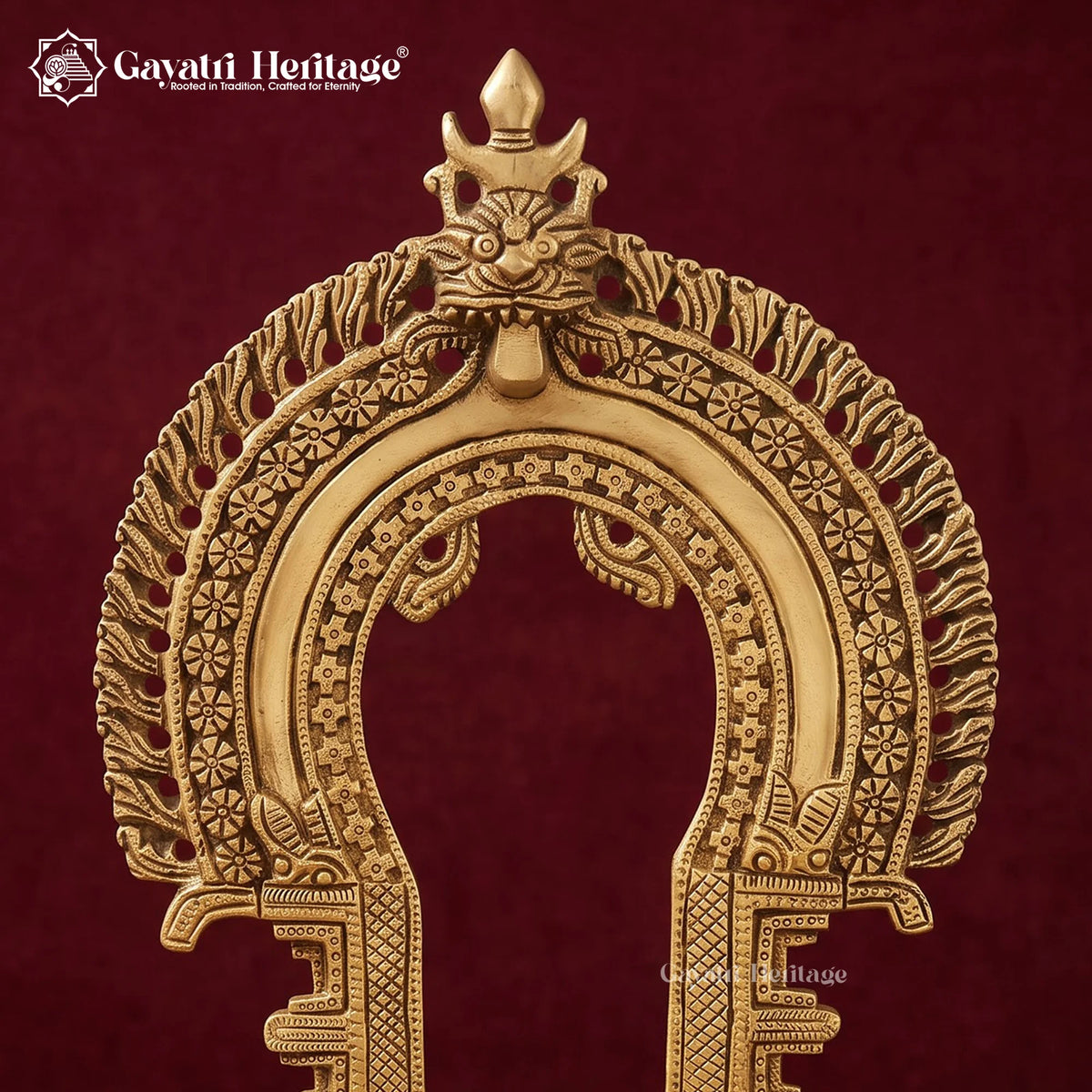 Brass Deity Throne with Kirtimukha Prabhavali | Temple Altar Seat (14 Inch)