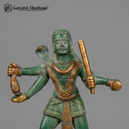 Brass Bhairaveshwara Swamy Statue with Dog | Antique Green & Gold Finish | Kaal Bhairav Idol