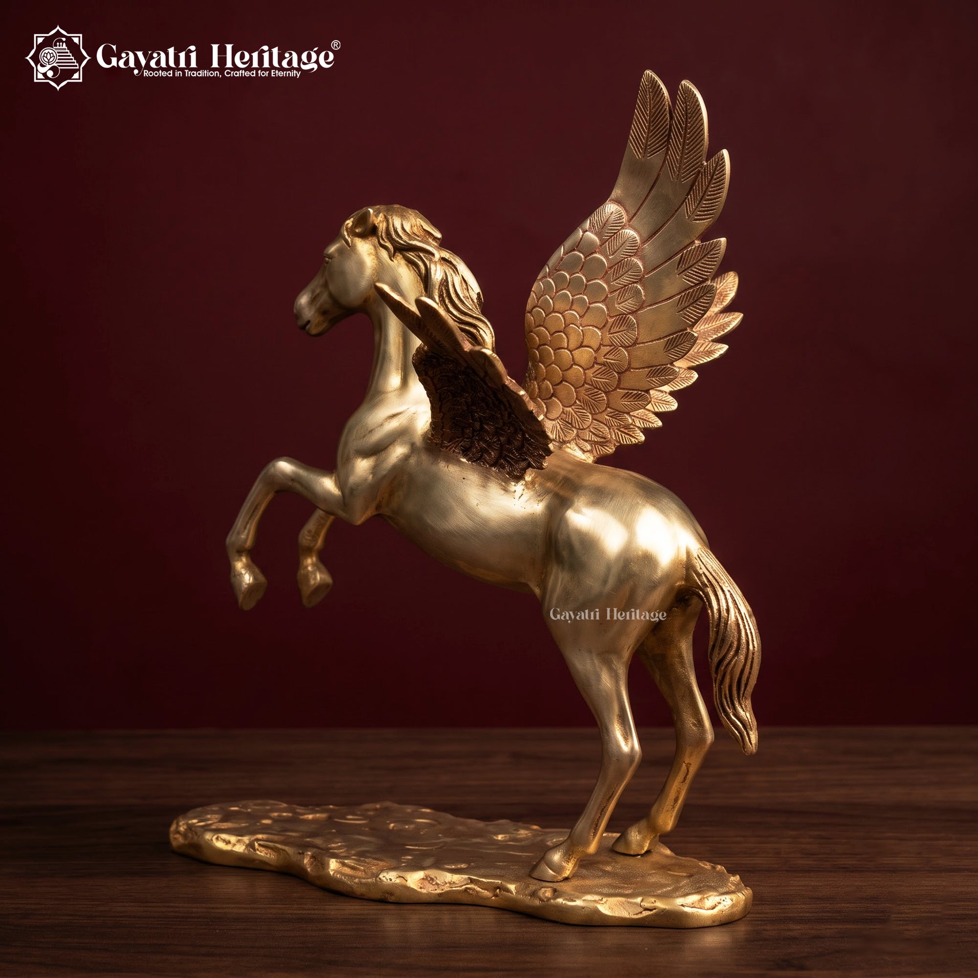 Brass Flying Horse Statue | Vintage Style Pegasus Figurine | Handmade Antique Finish Home Decor